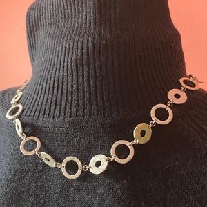 Hammered silver link choker length necklace